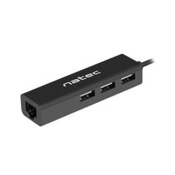 Hub USB Natec 3x USB 2.0 + RJ45 Dragonfly czarny