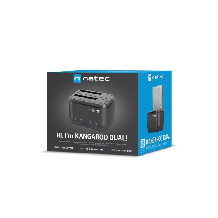 Stacja dokująca HDD Natec Kangaroo Dual 2.5/3,5cala USB 3.0 + Zasilacz