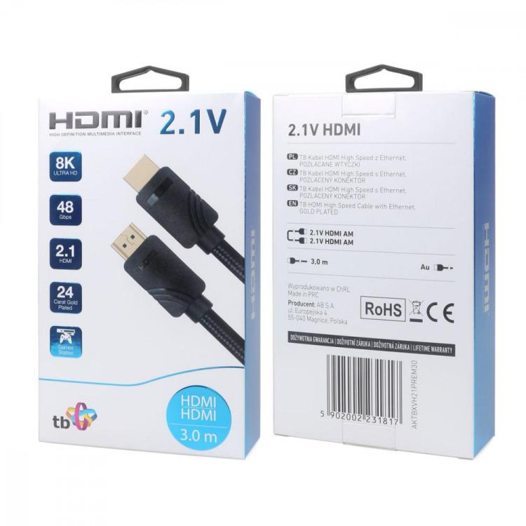 Kabel HDMI v 2.1 premium 3 m 8K Czarny Stworzony dla graczy