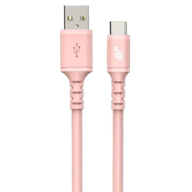 Kabel USB-USB C 1m silikonowy różowy