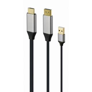 Adapter HDMI męski do DisplayPort męski + USB-A męski 4K Gembird A-HDMIM-DPM-01 czarny