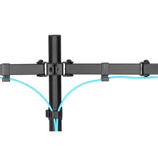 Uchwyt biurkowy podwójny (zacisk) 2xLCD max. 32"max. 2x 8kg uchylno-obrotowy czarny