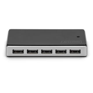 HUB 10-portowy USB 2.0 HighSpeedaktywny, czarno-srebrny