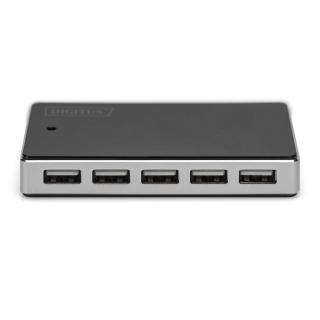 HUB 10-portowy USB 2.0 HighSpeedaktywny, czarno-srebrny