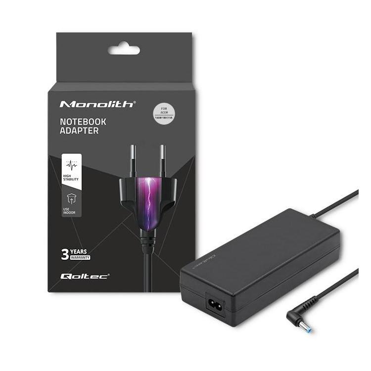 Qoltec Zasilacz do Acer 135W | 19V | 7.1A | 5.51.7 | +kabel zasilający