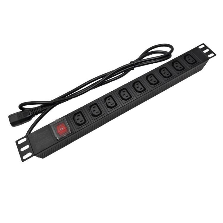 Listwa zasilająca 19" 230V - 9 gniazd (IEC320 C13), z wyłącznikiem LED, kabel 1,8m C14 ALANTEC