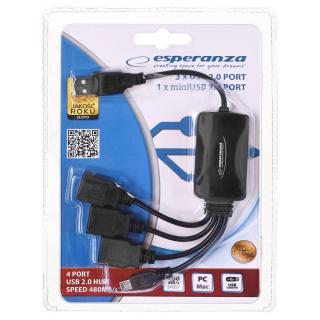 Hub Esperanza EA114 (4x USB 2.0 kolor czarny)