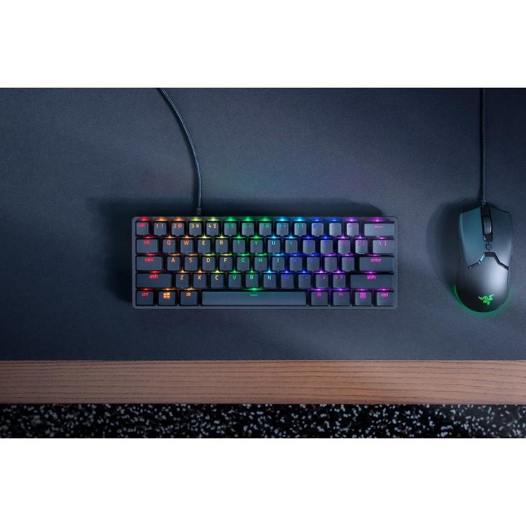 Razer Huntsman Mini 60% Klawiatura do gier Opto-mechaniczny fioletowy przełącznik Światło LED RGB NORD Przewodowa