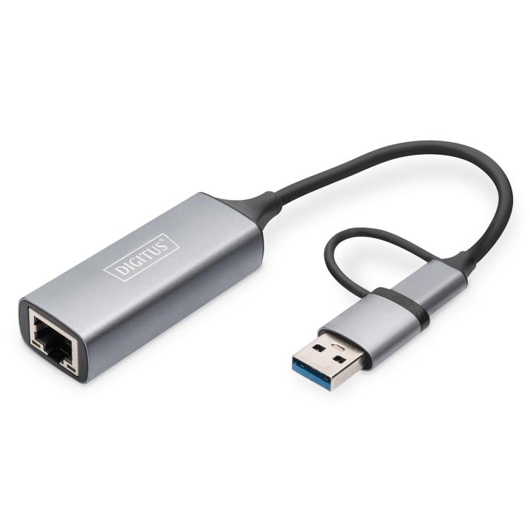 Adapter USB Typ-C na Gigabit Ethernet 2,5GUSB-C + USB A (USB 3.1/3.0)