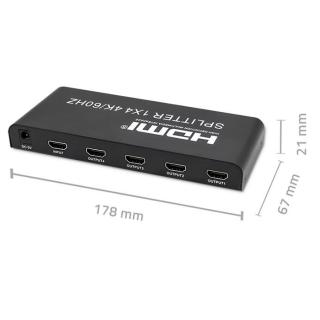 Aktywny rozdzielacz Splitter 4 x HDMI 4K x 2K | 6Gb/s | 60Hz