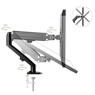 Uchwyt do monitora Maclean MC-860N sprężyna gazowa, 13"-27", 8 kg, czarny