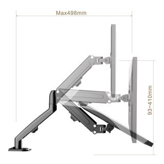 Uchwyt do monitora Maclean MC-860N sprężyna gazowa, 13"-27", 8 kg, czarny