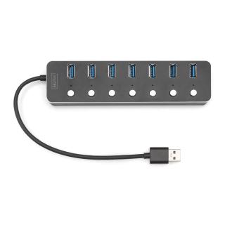 Hub USB 3.0/Koncentrator 7-portowy USB A + adapterUSB-C...