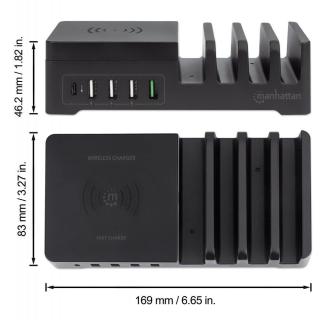 Stacja ładująca Manhattan 5-Portowa + Qi 10W