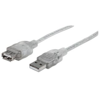 Kabel Manhattan przedłużacz USB 2.0 A-A M/F 4,5m, srebrny