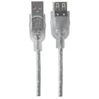 Kabel Manhattan przedłużacz USB 2.0 A-A M/F 4,5m, srebrny