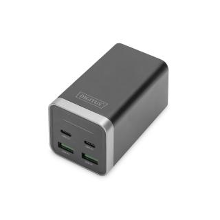 Ładowarka sieciowa uniwersalna zasilacz GaN 4 porty 2x USB-C 2x USB-A PD 3.0 65W czarna