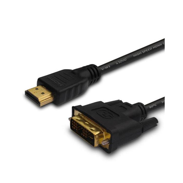 Kabel HDMI 19 pin (M) - DVI 18+1 (M) 1,8m, złote końcówki, CL-139