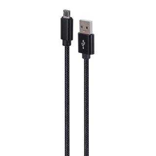 GEMBIRD KABEL USB - MICRO USB W OPLOCIE TEKSTYLNYM, WTYKI W OSŁONIE METALOWEJ 1.8M, ŁADOWANIE/TRANSMISJA DANYCH, CZARNY