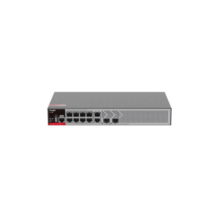 Zarządzalny Switch Ruijie | L2+ | 10 portów 1Gbit + 2 porty SFP 2.5Gbit | 10 portów PoE+ (125W max) | 1 wentylator, 1 wbudowany