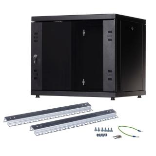 Szafa wisząca 9U, STRONG RACK, 600x450, czarna, drzwi...