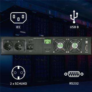 QOLTEC ZASILACZ AWARYJNY DO RACK 3KVA | 3000W | POWER FACTOR 1.0 | LCD | EPO | USB | ON-LINE