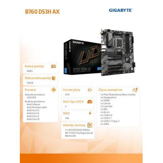 Płyta główna B760 DS3H AX s1700 4DDR5 DP/HDMI ATX