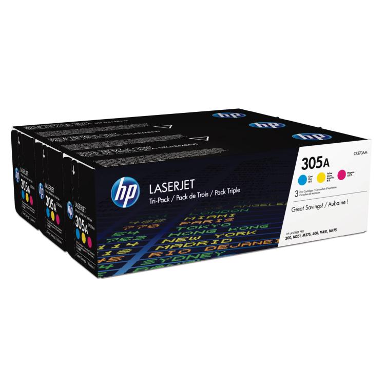 Toner HP zestaw HP 305A, HP305A CF370AM, zawiera CMY, CE411A+CE413A+CE412A