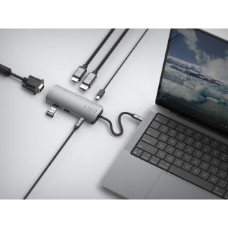 LINQ HUB USB-C 7IN1 TRIPLE DISPLAY MST (HDMI, DISPLAY & MINI DISPLAYPORT DP1.4, VGA, 2XUSB-A 2.0, USB-C PD100W DO ZASILANIA)