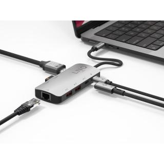 LINQ HUB USB-C 8IN1 8K PRO MULTIPORT (HDMI,USB-C 3.2, 2X USB-A 3.2, 2X USB-A 2.0, RJ45 2,5GB/S, USB-C PD 100W DO ZASILANIA)