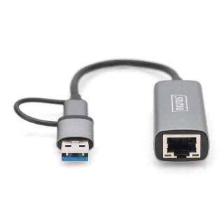 Adapter USB Typ-C na Gigabit Ethernet 2,5GUSB-C + USB A (USB 3.1/3.0)