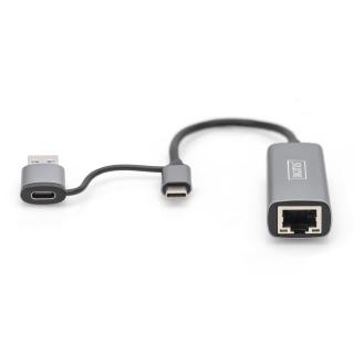 Adapter USB Typ-C na Gigabit Ethernet 2,5GUSB-C + USB A (USB 3.1/3.0)