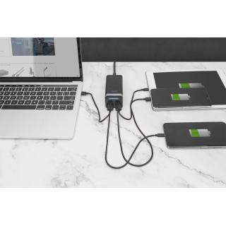 Ładowarka sieciowa uniwersalna zasilacz GaN 4 porty 2x USB-C 2x USB-A PD 3.0 65W czarna