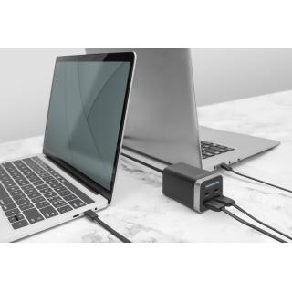 Ładowarka sieciowa uniwersalna zasilacz GaN 4 porty 2x USB-C 2x USB-A PD 3.0 65W czarna