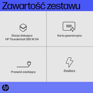 Stacja dokująca + zasilacz HP Thunderbolt Dock G4 280W z przewodem combo czarna 4J0G4AA