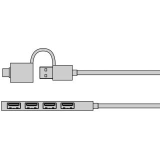 Hub IB-HUB1424-C3 4-Port USB Typ-A, złącze Typ-C/A