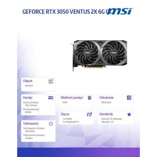 Karta graficzna RTX 3050 VENTUS 2X OC 6GB GDDR6 96bit