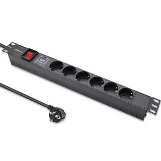 Listwa zasilająca PDU do RACK 19" | 1U | 16A | 6xSchuko | 1.8m