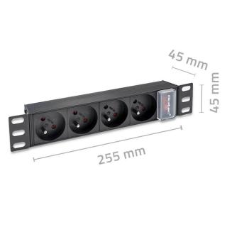 Listwa zasilająca PDU do RACK 10" | 1U | 16A | 4xFrench | 1.8m