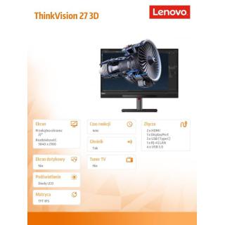 Monitor ThinkVision 3D 27 cali WLED 63F1UAT3EU