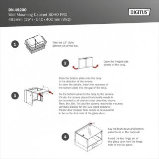 Szafa sieciowa wisząca 19" 4U, SOHO PRO 240 x 540 x 400 mm, nośność 60kg, drzwi szyba, niezłożona, Szara