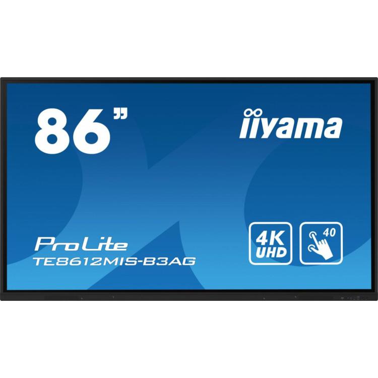 Monitor 85.6 cala ProLite TE8612MIS-B3AG,INFRARED,40pkt,VA,4K, 24/7, 7H, WiFi,VGA, HDMI, USB-c, Bluetooth,metal,8ms, vesa,