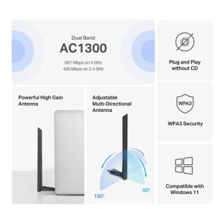 Mercusys MA30H AC1300 High Gain Wi-Fi USB Adapter