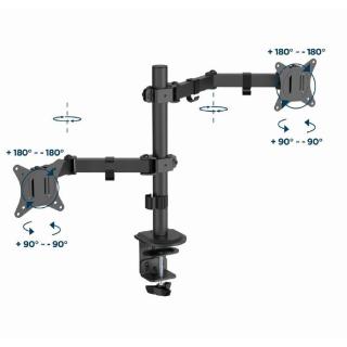 Ramię biurkowe na 2 monitory 17-32 cale 9kg