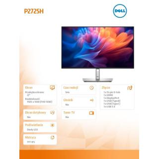 Monitor 27 cali P2725H IPS LED Full HD(1920x1080)/16:9/HDMI/DP/VGA/USB-C/USB/3Y