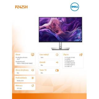 Monitor 24 cale P2425H LED IPS 1920x1080/16:9/HDMI/DP/VGA/USB-C/USB/5Y