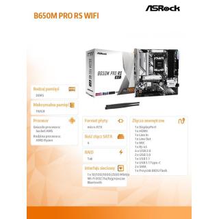 Płyta główna B650M PRO RS WIFI AM5 4DDR5 HDMI/DP mATX