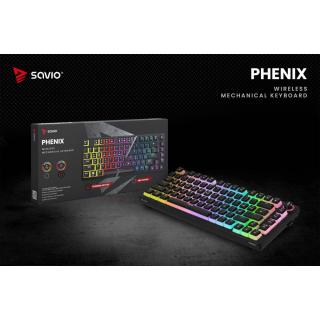 Klawiatura mechaniczna bezprzewodowa PHENIX, Gateron Red Pro, Pudding