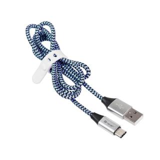 Kabel USB 2.0 Type-C A męski - C męski 1,0m czarno-niebieski