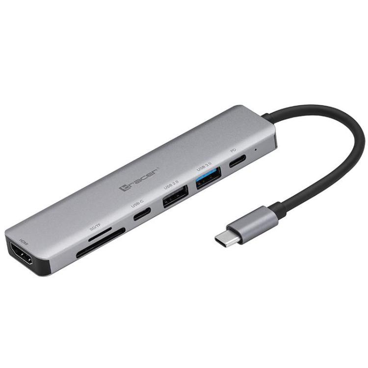 Adapter A-2, USB Type-C z czytnikiem kart, HDMI 4k, USB 3.0, PDW 60W